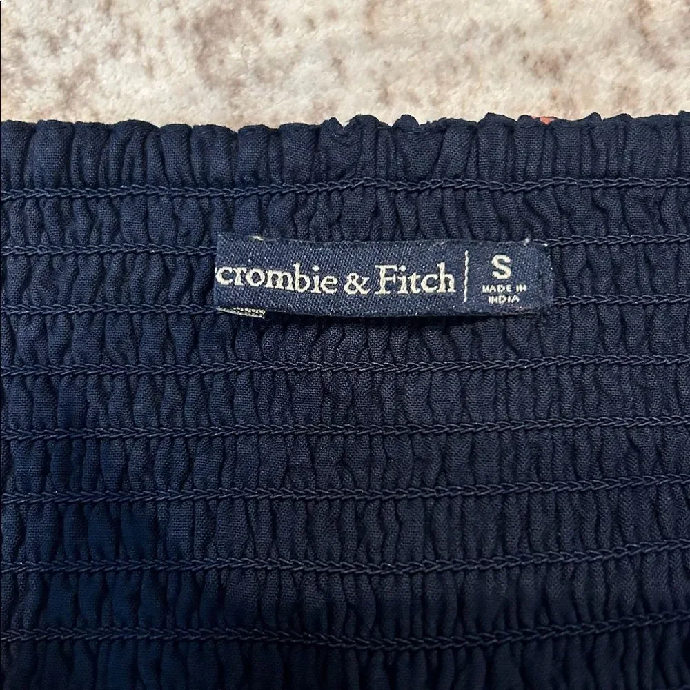 Abercrombie and Fitch Floral Navy Dress with high slit and smocked back small